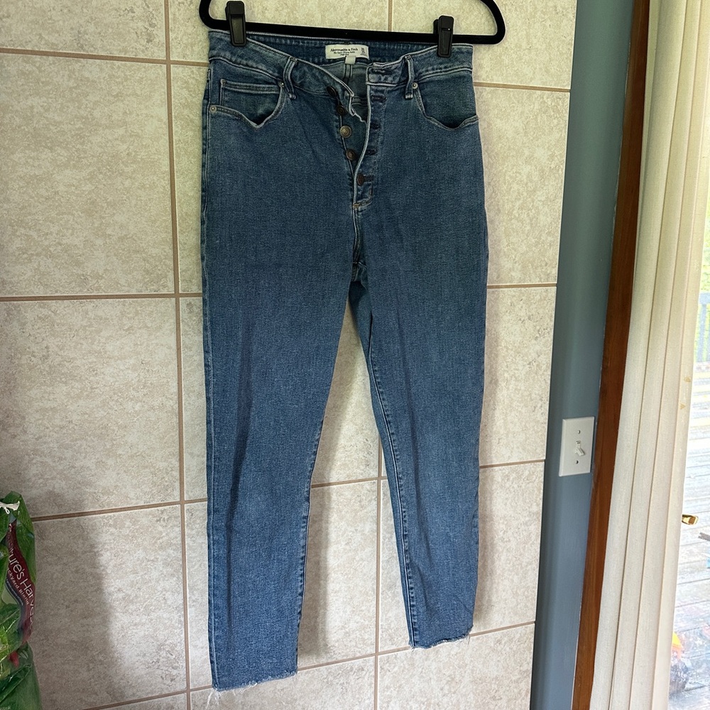 Abercrombie & Fitch Super Skinny Ankle High Rise Blue Jeans Curve Love